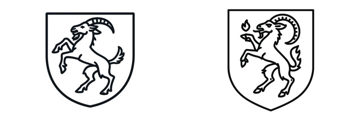 Stylized goat emblem designs in vector illustration