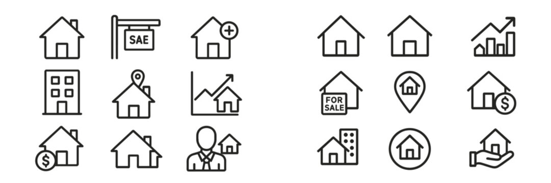 Modern vector icons for real estate and property sales - Powered by Adobe