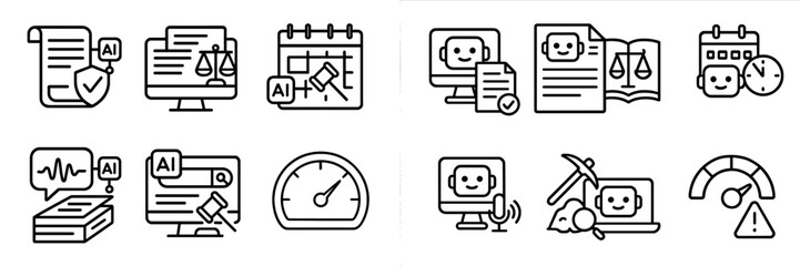Tools and symbols representing artificial intelligence and legal tasks
