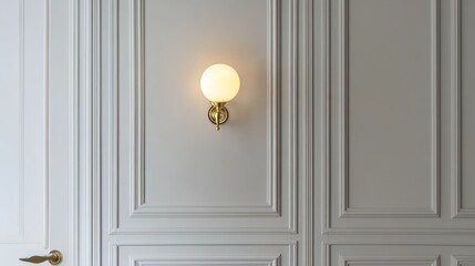 Classic vintage wall sconce with a brass finish and a frosted glass globe