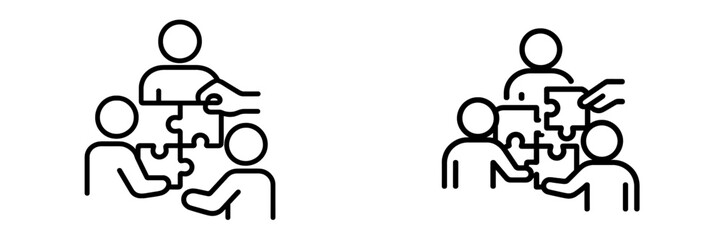 Fototapeta premium Collaboration in problem solving through teamwork and puzzle pieces