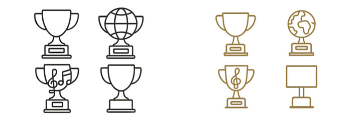 Creative trophies for achievements in various fields and categories