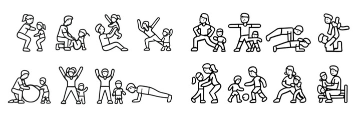 Naklejka premium Engaging family fitness activities promoting fun and togetherness