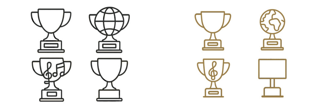 Creative trophies for achievements in various fields and categories
