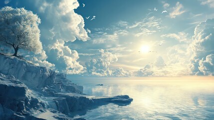 Fototapeta premium Winter sense with clear sky