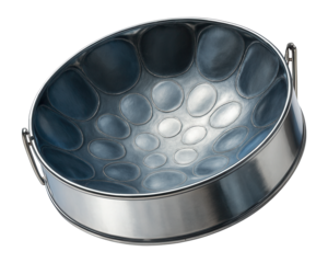Sparkling steelpan drum, Caribbean music instrument.