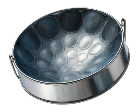 Sparkling steelpan drum, Caribbean music instrument.