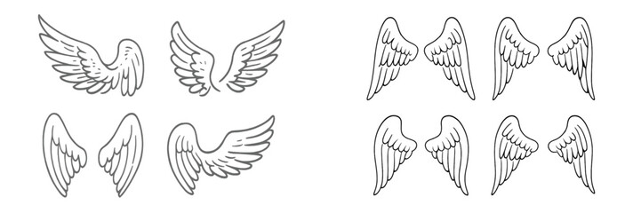Obraz premium Various styles of angel wings in simple vector art design