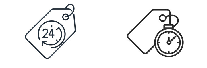 Obraz premium Icons representing 24-hour service and time tracking design elements
