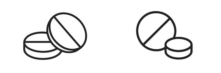 Vector illustration of isolated round tablets on a plain background