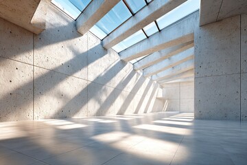 Obraz premium Natural light beams illuminate serene walls in a tranquil interior space