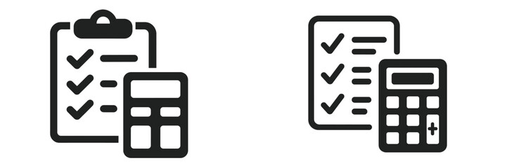 Fototapeta premium Vector illustration of checklist and calculator in black and white