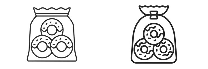 Bags of tasty donuts on a white background illustration