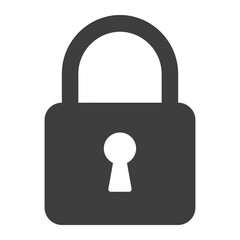 A simple graphic illustration of a gray padlock with a white keyhole on a plain white background vector
