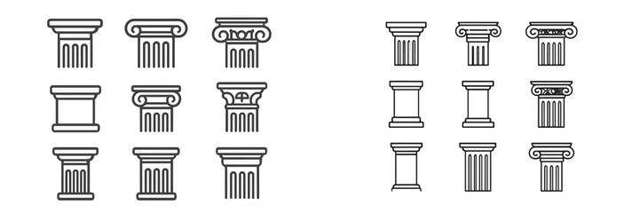 Various architectural column styles in vector art