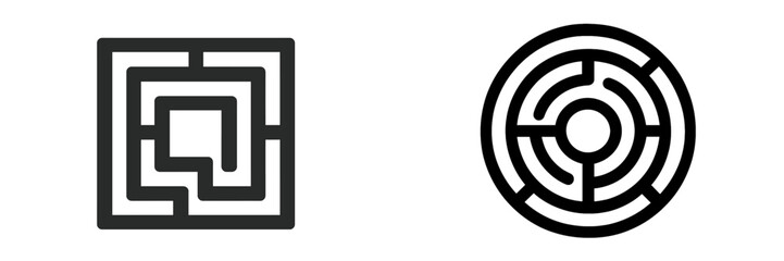 Unique vector illustrations of intricate maze designs for various uses