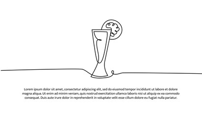 One line of juice. Abstract minimal continuous line.