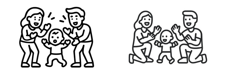 Family bonding moments in playful illustrations with children