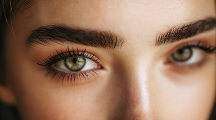 Obraz premium Gros plan sur le maquillage teinte beige, mascara