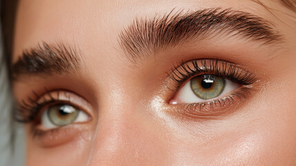 Obraz premium Gros plan sur le maquillage teinte beige, mascara