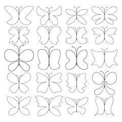 Butterfly Outline Vector Set &ndash; Minimalist Line Art Insects Collection