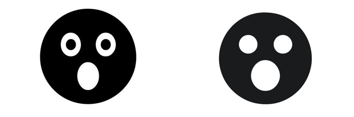 Emotive black and white vector illustrations of surprised faces