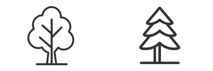 Black and white vector illustration of tree and pine design