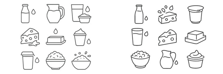 Dairy products illustrated in a vector style for educational use