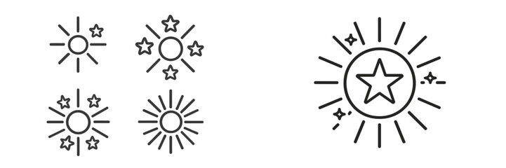 Radiant stars and sun symbols in vector illustration format