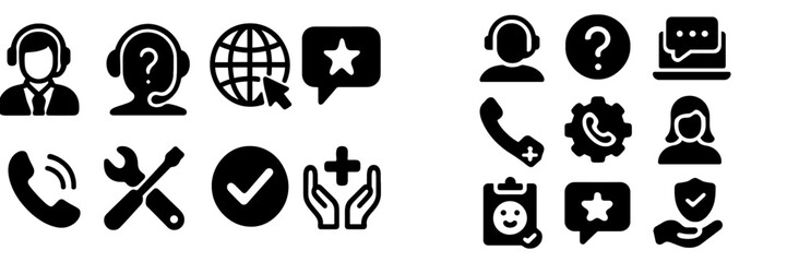 Variety of support service icons for user assistance and interaction