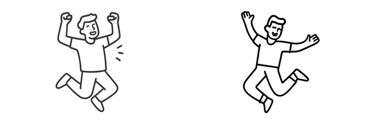 Fototapeta premium Two joyful characters celebrating in vector art