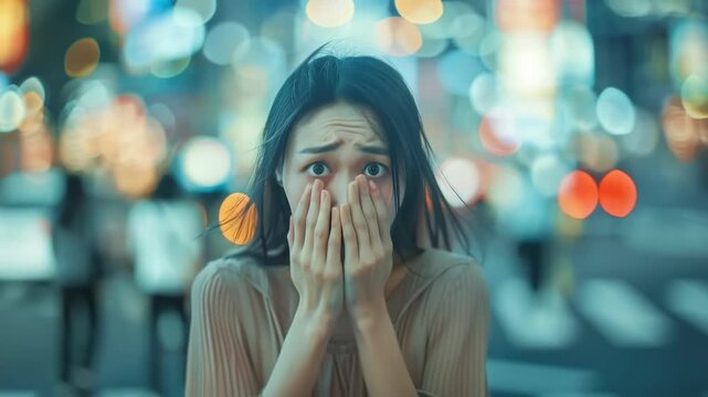 Crisis capture: psychological impact, visible discomfort, fear burst, unstable breathing, restless motion, emotional flare, solitude panic, intense gaze, troubled feeling, mind storm, quiet chaos