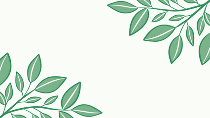 Leaf-themed vector background with soft green tones, minimalist flat design, eco style, white background with green leaves on edges, clean and modern, perfect for nature-based business card design