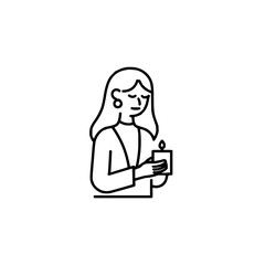 Woman holding candle in minimalist style line art illustration vector design concept drawing graphic 100
