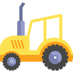 yellow tractor vector flat illustration