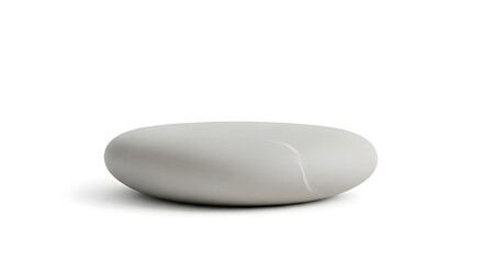 Small organic rounded stone podium with smooth matte finish, minimal style, isolated on pure white background.

