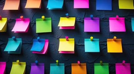 Colorful Sticky Notes on a Dark Wall