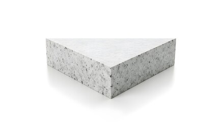 Triangular stone base in light granite texture, smooth surface finish, isolated on pure white background.
