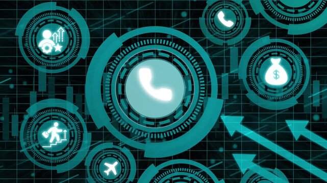 phone call icon System Software Automation concept on virtual screen data center. Business, modern technology, internet and networking concept.