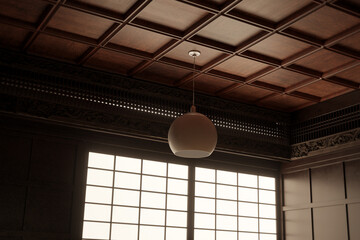 3D Rendering of Japanese Gotenjo ceiling in fine wood texture