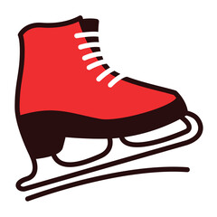 Red ice skate icon. Winter sport and recreation vector illustration.