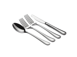 Polished silverware collection isolated on a transparent background cutlery fork