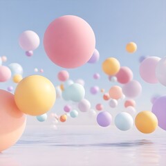 Soft Floating 3D Pastel Spheres Minimal Dreamy Abstract Background