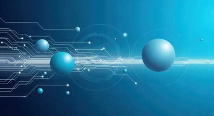 Obraz premium Futuristic blue digital sphere movement with light streaks abstract motion background