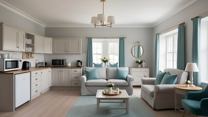 Fototapeta premium modern living room with kitchen