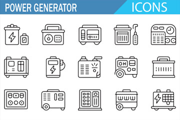 Electricity, Power Supply, and Backup Icons for Technology Design
