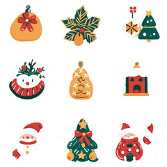 christmas, festival, vector, transparent background, xmas, icon, celebration, winter, surprise, pattern, merry, season, icons, christmas set