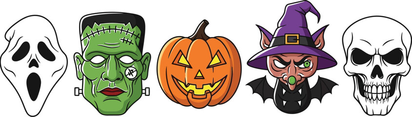 Spooky Halloween characters for festive holiday decorations and designs