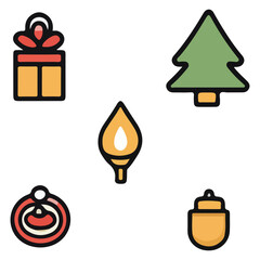 christmas, festival, vector, transparent background, xmas, icon, celebration, winter, surprise, pattern, merry, season, icons, christmas set