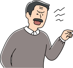 怒りながらクレームを入れるおじさん